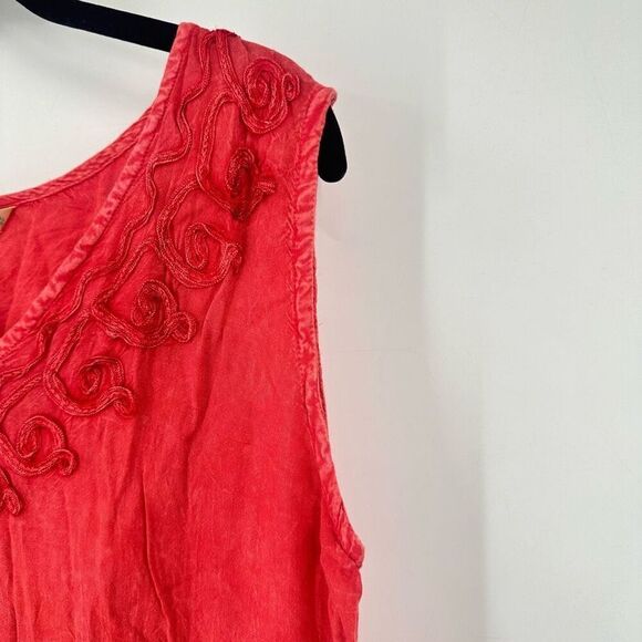NWT Anandas Collection Women's‎ Fringed Tassel Sleeveless Tank Dress Red Medium - Picture 8 of 12
